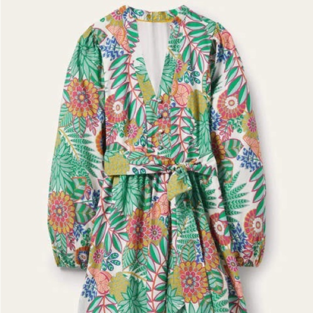 BODEN Notch Neck Cotton Dress
Ivory, Pineapple Bloom 8L NWT